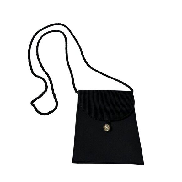 SUSAN GAIL vintage 80's Black crossbody evening bag crystal accent Satin - Picture 11 of 11